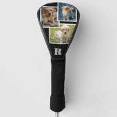 Aangepaste hondenfoto-collage met monogram en pers golfheadcover (Voorkant)
