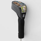 Aangepaste hondenfoto-collage met monogram en pers golfheadcover (Schuin)
