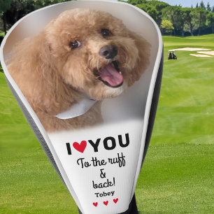Aangepaste hondenfoto Ik hou van je naar de Ruwhar Golfheadcover