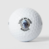 Aangepaste hondenfoto Ik hou van mijn moeder golfb Golfballen (Voorkant)