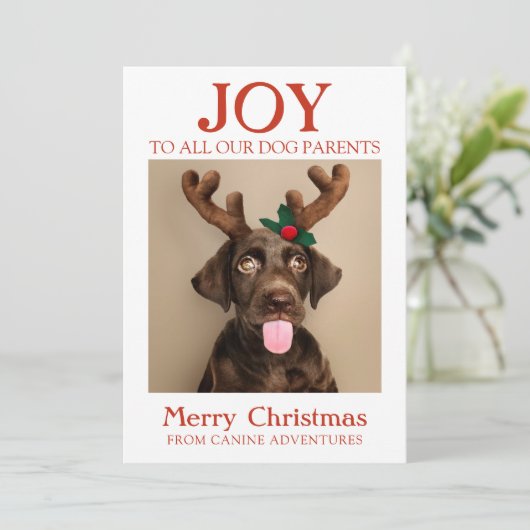 Aangepaste Hondenfoto Joy Holiday Kaart Dog Walker (Staand voorkant)