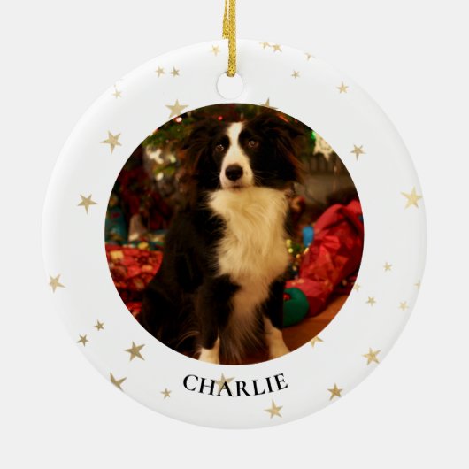 Aangepaste hondenfoto-keramische versiering keramisch ornament (Achterkant)