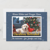 Aangepaste hondenfoto Kerstmis Onbedwingbaar Feestdagenkaart (Voorkant)