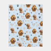 Aangepaste hondenfoto met harten blauw fleece deken (Voorkant)