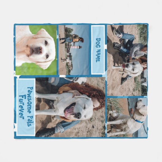Aangepaste hondenfoto met hondennaam fleece deken (Voorkant (Horizontaal))