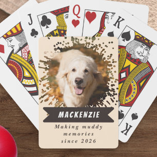 Aangepaste hondenfoto naam grappige modderklat pokerkaarten