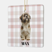 Aangepaste hondenfoto & naam kerstboomornament keramisch ornament (Links)