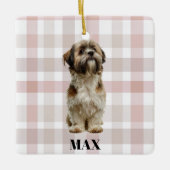 Aangepaste hondenfoto & naam kerstboomornament keramisch ornament (Voorkant)