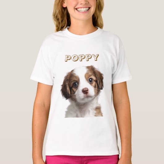 Aangepaste hondenfoto & naam Kinder T-shirt (Voorkant)