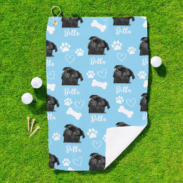 Aangepaste hondenfoto Pet Lover Blue Instagram Golfhanddoek