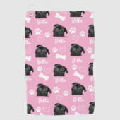 Aangepaste hondenfoto Pet Lover Pink Instagram Golfhanddoek (Voorkant)