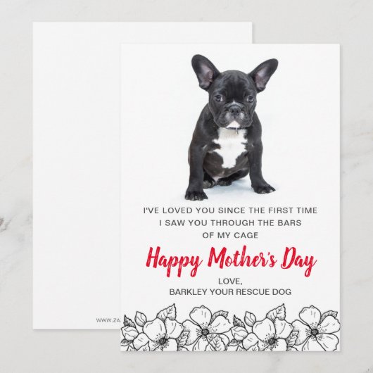 Aangepaste hondenfoto van Rescue Dog Pet Moederdag Feestdagenkaart (Voorkant / Achterkant)