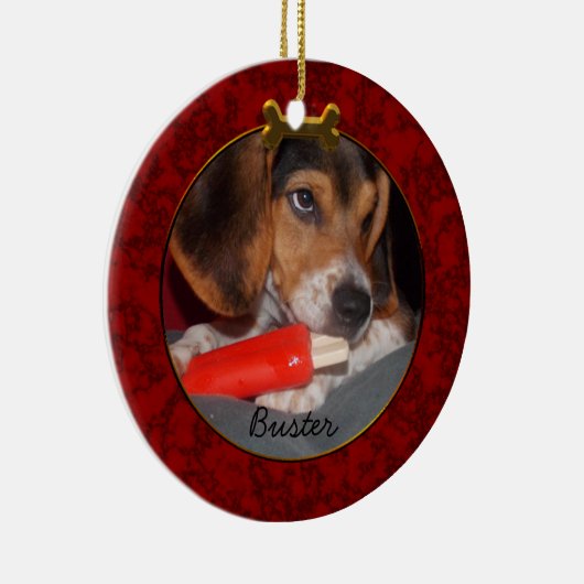 Aangepaste hondenfoto-versiering keramisch ornament (Rechts)