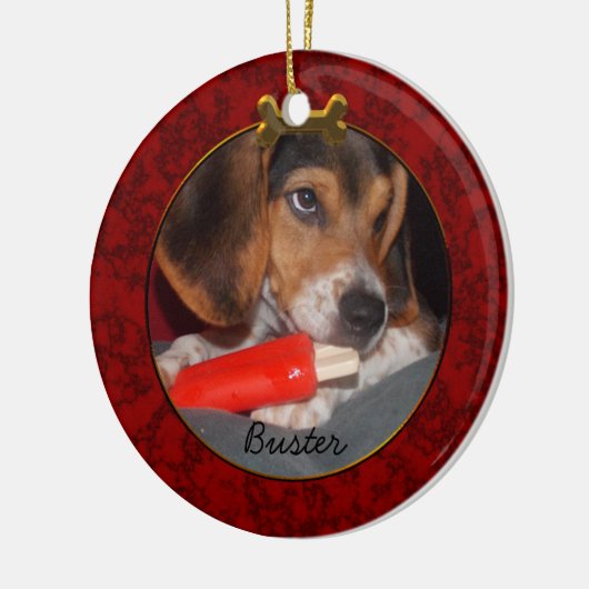 Aangepaste hondenfoto-versiering keramisch ornament (Links)