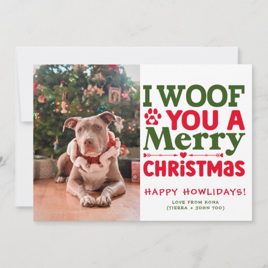 Aangepaste Hondenfoto Vrolijk Kerstfeest Puppy Afb Feestdagenkaart (Voorkant)