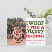 Aangepaste Hondenfoto Vrolijk Kerstfeest Puppy Afb Feestdagenkaart (Staand voorkant)