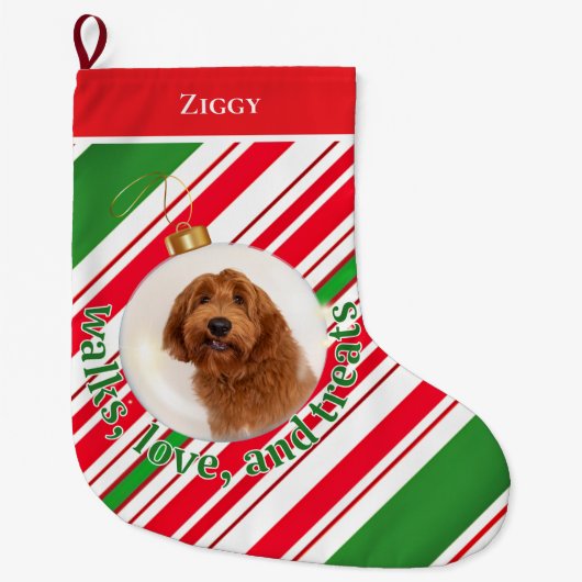 Aangepaste hondenfoto wandelingen, liefdestraktati grote kerstsok (Voorkant)