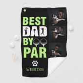 Aangepaste hondenfotocollage Beste papa op par Golfhanddoek (Insitu)
