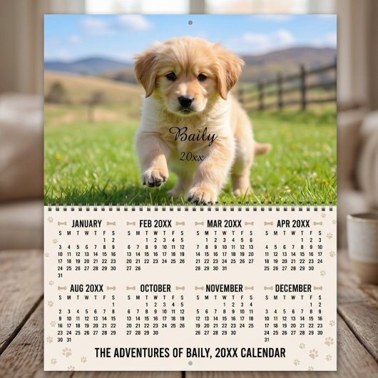 Aangepaste hondenfotokalender Persoonlijk huisdier Kalender
