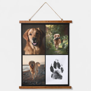 Aangepaste hondenfoto's collage pootafdruk geperso hangend wandkleed