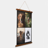 Aangepaste hondenfoto's collage pootafdruk geperso hangend wandkleed (Gebogen)