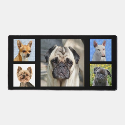 Aangepaste hondenfoto's op zwart bureaumat (Voorkant)