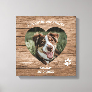 Aangepaste Hondengehugtenis Rustiek Hout & Foto Canvas Afdruk