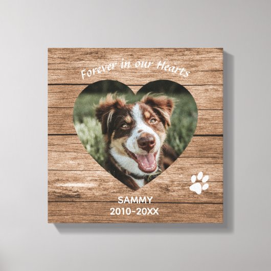 Aangepaste Hondengehugtenis Rustiek Hout & Foto Canvas Afdruk (Voorkant)