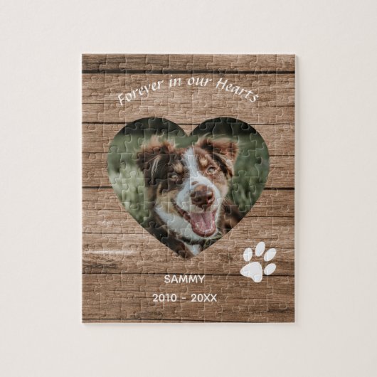 Aangepaste Hondengehugtenis Rustiek Hout & Foto Legpuzzel (Verticaal)