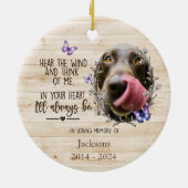 Aangepaste hondenherdenkingsornament met foto keramisch ornament (Achterkant)