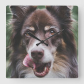 Aangepaste hondenklok, persoonlijke setklok vierkante klok (Voorkant)