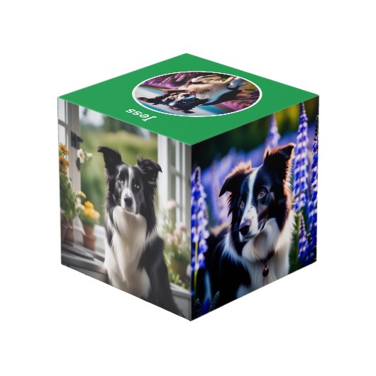 Aangepaste Hondenliefhebber Gift Groene Naam Multi Kubus (Achter hoekig)