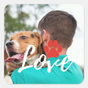 Aangepaste Hondenliefhebber Pet foto van LOVE Pw a Vierkante Sticker
