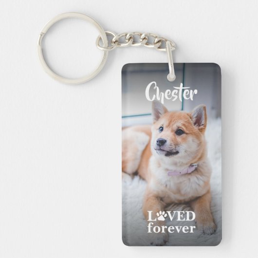 Aangepaste hondennaam Afbeelding Love Paw Quote Te Sleutelhanger (Voorkant)