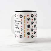 Aangepaste hondennaam fotocadeau tweekleurige koffiemok (Voorkant links)