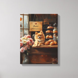 Aangepaste hondennaam Franse bakkerij Pommerse hon Canvas Afdruk
