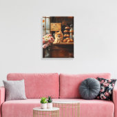 Aangepaste hondennaam Franse bakkerij Pommerse hon Canvas Afdruk (Insitu (Woonkamer))