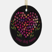 Aangepaste hondennaam, honden poot hart bladeren keramisch ornament (Rechts)