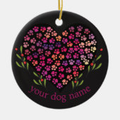 Aangepaste hondennaam, honden poot hart bladeren keramisch ornament (Voorkant)