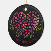 Aangepaste hondennaam, honden poot hart bladeren keramisch ornament (Links)