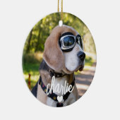 Aangepaste hondennaam Pet Photo Keramisch Ornament (Rechts)