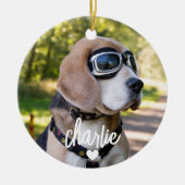 Aangepaste hondennaam Pet Photo Keramisch Ornament (Voorkant)