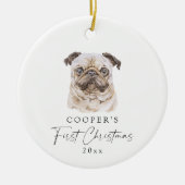 Aangepaste hondennaam Pug Lover Mijn eerste kerst Keramisch Ornament (Voorkant)