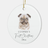 Aangepaste hondennaam Pug Lover Mijn eerste kerst Keramisch Ornament (Links)