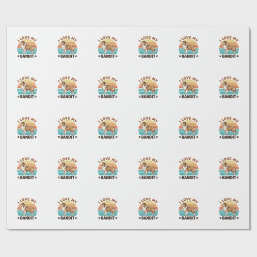 Aangepaste hondennaam Retro zonsondergang huisdier Cadeaupapier (Vlak)