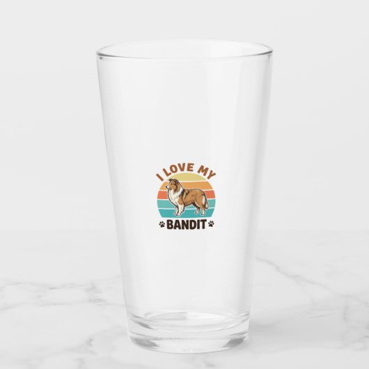 Aangepaste hondennaam Retro zonsondergang huisdier Glas (Voorkant)