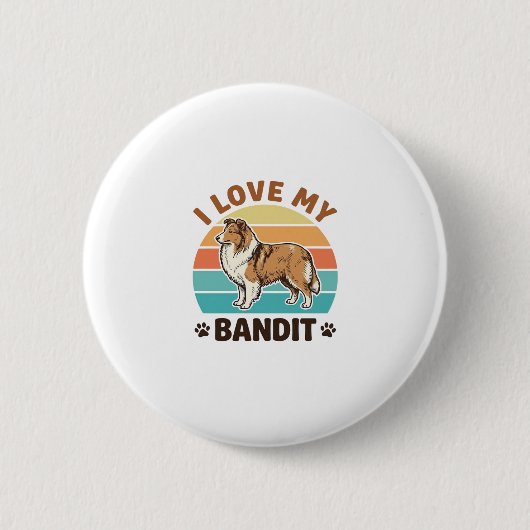 Aangepaste hondennaam Retro zonsondergang huisdier Ronde Button 5,7 Cm (Voorkant)