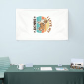 Aangepaste hondennaam Retro zonsondergang huisdier Spandoek (Beurs)