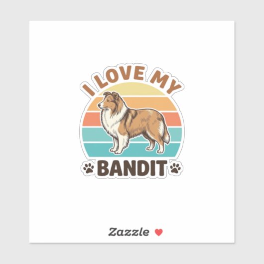 Aangepaste hondennaam Retro zonsondergang huisdier Sticker (Vel)