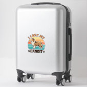 Aangepaste hondennaam Retro zonsondergang huisdier Sticker (Koffer)